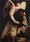 Orazio Gentleschi St Francis and the Angel painting